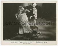 1h434 HOUSE ON HAUNTED HILL 8x10.25 still 1959 cool c/u of Carol Ohmart attacked by skeleton!