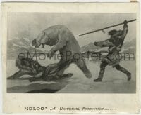 1h447 IGLOO 8x10 still 1932 cool art of Inuit Eskimos fighting polar bear by A.M. Froehlich!