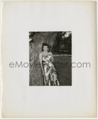 1h482 JANE RUSSELL 8.25x10 still 1940s sexy outdoor portrait wearing strapless floral print dress!