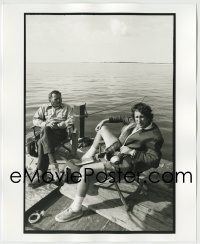 1h033 JAWS deluxe candid 8x10 file photo 1975 Steven Spielberg & Robert Shaw on the set by Goldman!