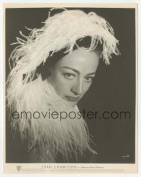 1h492 JOAN CRAWFORD 8x10 key book still 1940s close up in feathered hat over black background!