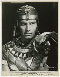 1h888 TEN COMMANDMENTS 7.75x10.25 still 1956 close portrait of Charlton Heston in Egyptian costume!