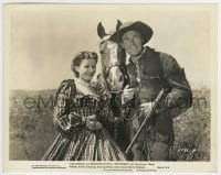 1h896 TEXANS 8x10.25 still 1938 c/u of cowboy Randolph Scott & pretty Joan Bennett with horse!