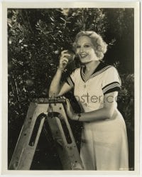 1h901 THELMA TODD 8x10 still 1930s close up in sailor suit on ladder picking a fresh apple!