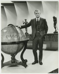 1h922 THOMAS CROWN AFFAIR 8x10.25 still 1968 Steve McQueen standing full-length by world globe!