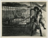1h959 UNKNOWN STILL 8x10 still 1930s scared man dressed as native by hippo in cage, help identify!