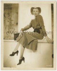 1h969 VIRGINIA BRUCE 8x10.25 still 1936 seated portrait in cool outfit with giant safety pin!