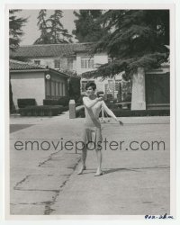 1h973 WAIT UNTIL DARK 8x10.25 candid still 1967 Audrey Hepburn outdoors with badminton racket.