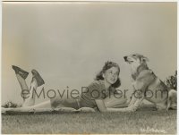 1h446 IDA LUPINO 7.5x9.5 still 1941 her big dog weighs almost as much as she does!
