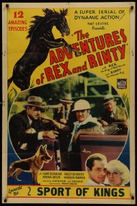 1j044 ADVENTURES OF REX & RINTY chapter 2 1sh 1935 serial about a horse & German Shepherd dog!