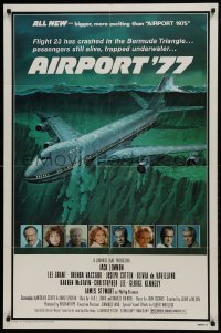 1j051 AIRPORT '77 1sh 1977 Lee Grant, Jack Lemmon, de Havilland, airplane crash art by Leynnwood!