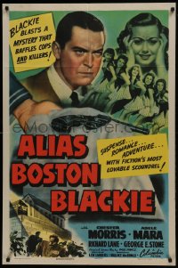 1j054 ALIAS BOSTON BLACKIE 1sh 1942 Chester Morris blasts a mystery that baffles cops & killers!