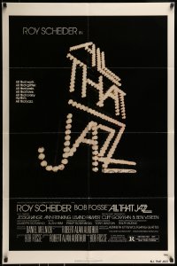 1j059 ALL THAT JAZZ 1sh 1979 Roy Scheider, Jessica Lange, Bob Fosse musical, title in lights!