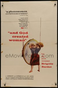 1j065 AND GOD CREATED WOMAN 1sh 1957 but the Devil invented sexy Brigitte Bardot!