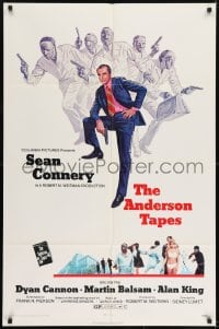 1j067 ANDERSON TAPES 1sh 1971 art of Sean Connery & gang of masked robbers, Sidney Lumet