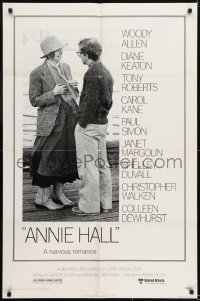 1j071 ANNIE HALL 1sh 1977 full-length Woody Allen & Diane Keaton in a nervous romance!