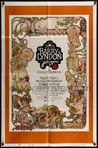 1j096 BARRY LYNDON 1sh 1975 Stanley Kubrick, Ryan O'Neal, colorful art of cast by Gehm!