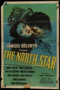 1j621 NORTH STAR 1sh 1943 art of sexy Anne Baxter & Farley Granger burning with love & hate!
