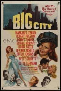 1j120 BIG CITY 1sh 1948 Margaret O'Brien, Betty Garrett, Danny Thomas, New York City!