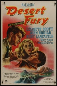 1j261 DESERT FURY 1sh 1947 art of Burt Lancaster about to punch John Hodiak, Lizabeth Scott!
