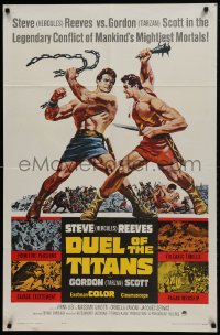 1j291 DUEL OF THE TITANS style A 1sh 1963 Corbucci, Steve Hercules Reeves vs Gordon Tarzan Scott!