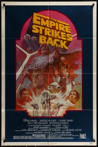 1j307 EMPIRE STRIKES BACK NSS style 1sh R1982 George Lucas sci-fi classic, cool artwork by Tom Jung!