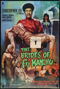 1j008 BRIDES OF FU MANCHU English 1sh 1966 Asian villain Christopher Lee, different art!