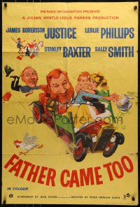 1j011 FATHER CAME TOO English 1sh 1963 wacky artwork of James Robertson Justice and cast!