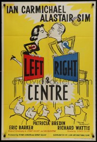 1j015 LEFT RIGHT & CENTRE English 1sh 1959 wacky art of political candidates in love by Langdon!