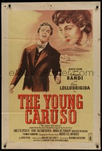 1j026 YOUNG CARUSO English 1sh 1953 Ermanno Randi as opera singer Enrico Caruso + pretty Gina Lollobrigida!