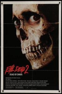 1j315 EVIL DEAD 2 1sh 1987 Dead By Dawn, directed by Sam Raimi, huge close up of creepy skull!