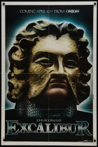 1j317 EXCALIBUR teaser 1sh 1981 John Boorman directed, Robert Addie as Mordred wearing mask!