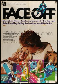 1j322 FACE OFF 1sh 1972 Canadian ice hockey and rock & roll, cool art!