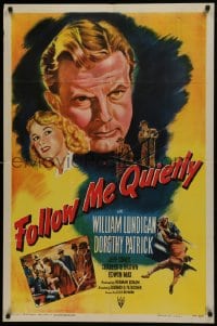 1j343 FOLLOW ME QUIETLY style A 1sh 1949 Fleischer film noir, William Lundigan, Dorothy Patrick!