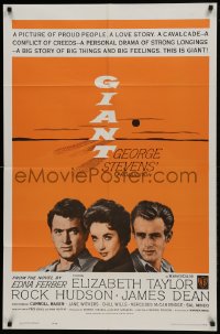 1j375 GIANT 1sh R1963 James Dean, Elizabeth Taylor, Rock Hudson, directed by George Stevens!