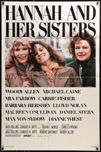 1j417 HANNAH & HER SISTERS 1sh 1986 Woody Allen, Mia Farrow, Carrie Fisher, Barbara Hershey
