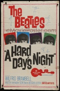 1j419 HARD DAY'S NIGHT 1sh 1964 The Beatles in their first film, rock & roll classic!