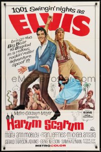 1j423 HARUM SCARUM 1sh 1965 rockin' Elvis Presley & Mary Ann Mobley in a swingin' spoof!