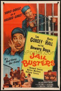 1j475 JAIL BUSTERS 1sh 1955 Bowery Boys in jail, wacky Leo Gorcey, Huntz Hall!