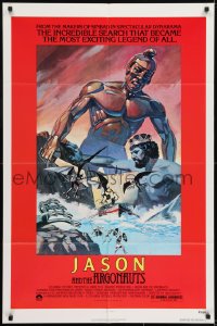 1j479 JASON & THE ARGONAUTS 1sh R1978 great special fx by Ray Harryhausen, cool art of colossus!