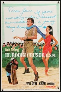 1j546 LT. ROBIN CRUSOE, U.S.N. style B 1sh 1966 Disney, cool art of Dick Van Dyke w/Nancy Kwan!