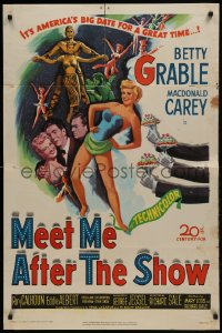 1j579 MEET ME AFTER THE SHOW 1sh 1951 artwork of sexy dancer Betty Grable & top cast members!
