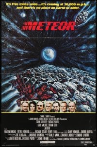1j582 METEOR 1sh 1979 Sean Connery, Natalie Wood, cool sci-fi artwork by Michael Whipple!