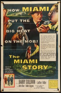 1j583 MIAMI STORY 1sh 1954 Barry Sullivan puts the Big Heat on the mob in Florida!