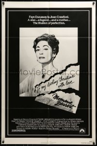 1j586 MOMMIE DEAREST 1sh 1981 great portrait of Faye Dunaway as legendary actress Joan Crawford!