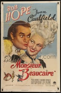 1j587 MONSIEUR BEAUCAIRE 1sh 1946 great close up of Bob Hope kissing pretty Joan Caulfield!