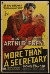 1j591 MORE THAN A SECRETARY style B 1sh 1936 great art of George Brent romancing Arthur, rare!