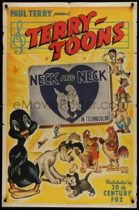 1j604 NECK & NECK 1sh 1942 Terry-Toons, Paul Terry, cool art of horses, Dinky Duck & other toons!