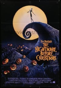 1j612 NIGHTMARE BEFORE CHRISTMAS DS 1sh 1993 Tim Burton, Disney, great Halloween horror image!