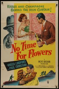 1j617 NO TIME FOR FLOWERS style A 1sh 1953 art of sexy Commie Viveca Lindfors, Don Siegel directed!